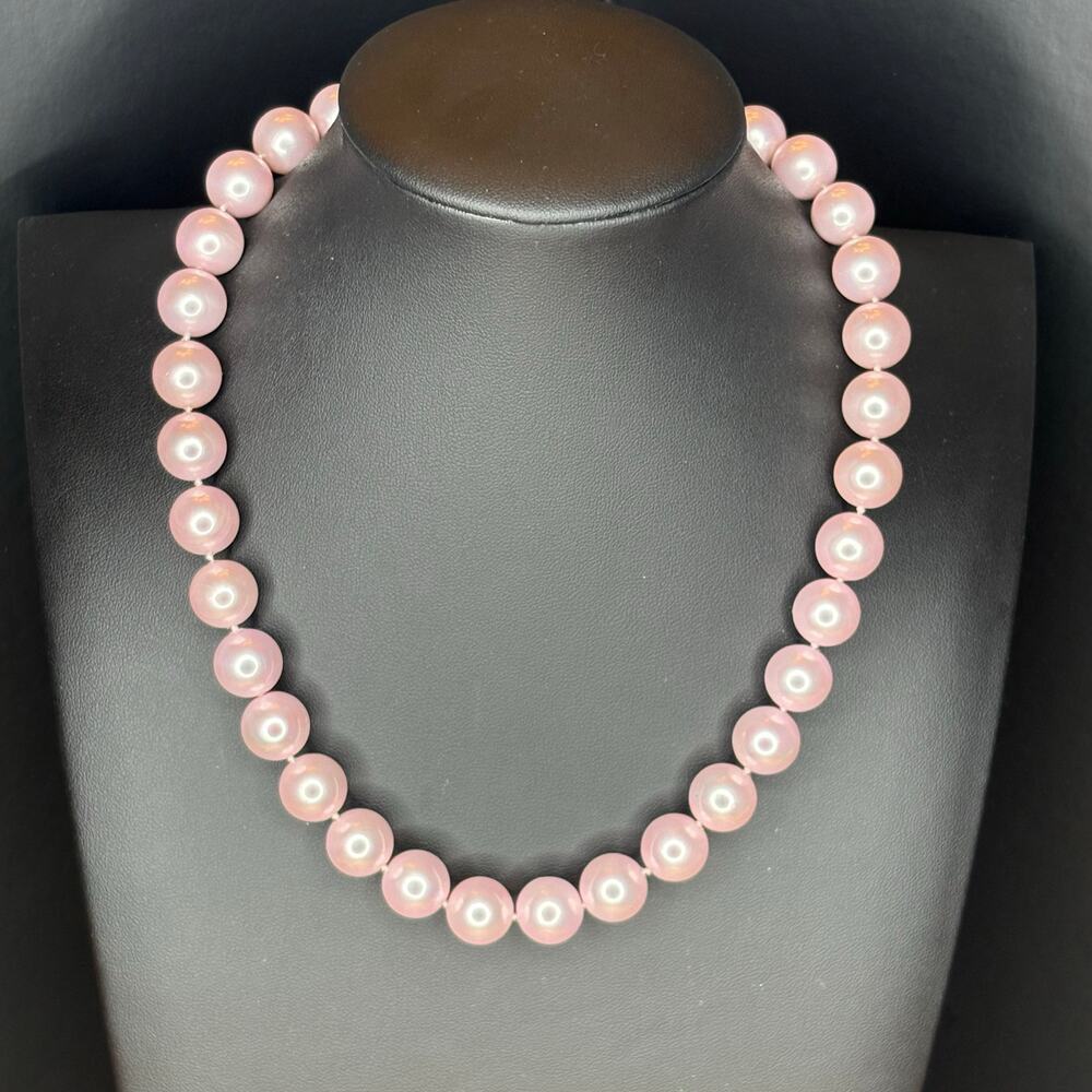 Chunky Pink Pearl Necklace Pink Pearl Statement Necklace Vintage Pink Pearls